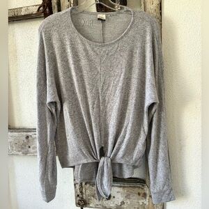 🌺ROXY🌺 Heather Grey Tie Front Long Sleeve Top